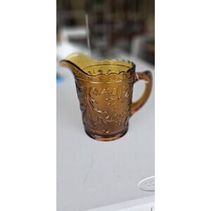 Tiara Indiana Sandwich Amber 68oz Pitcher Flat Bottom Scalloped Edge 8" T